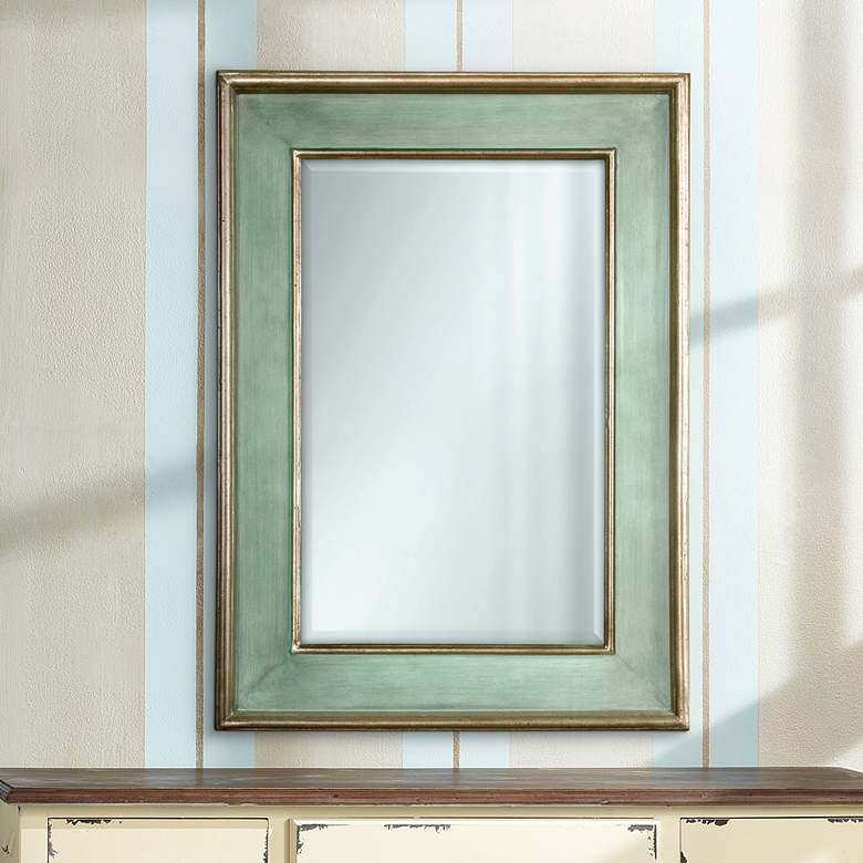 Image 1 Uttermost Ogden 27" x 37" Vintage Green and Silver Wall Mirror