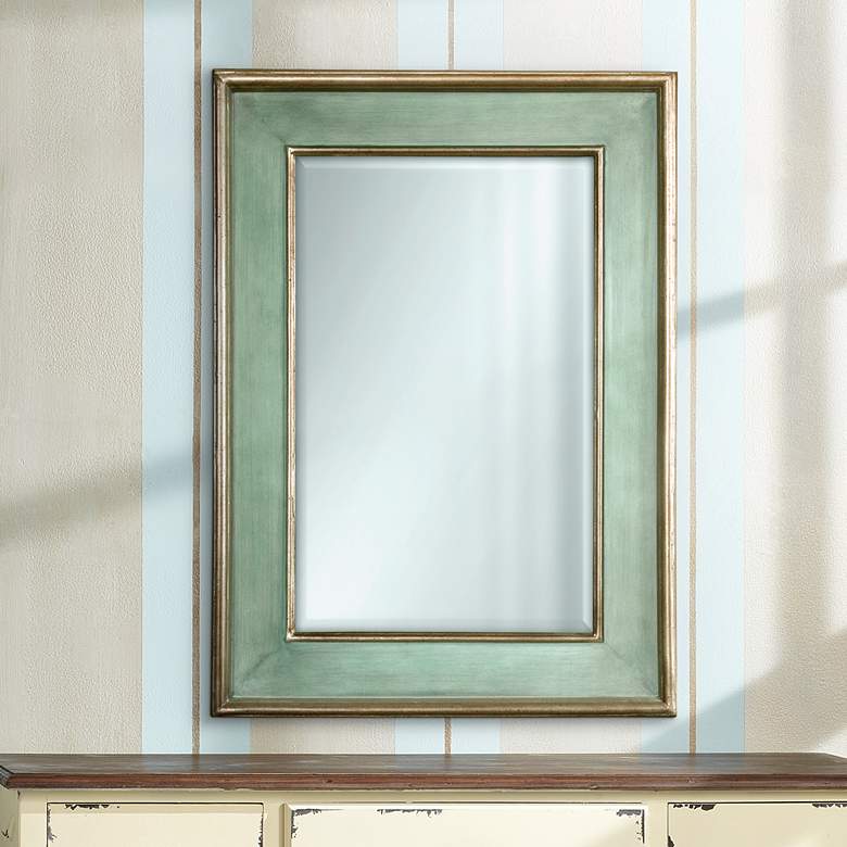 Image 1 Uttermost Ogden 27 inch x 37 inch Vintage Green and Silver Wall Mirror