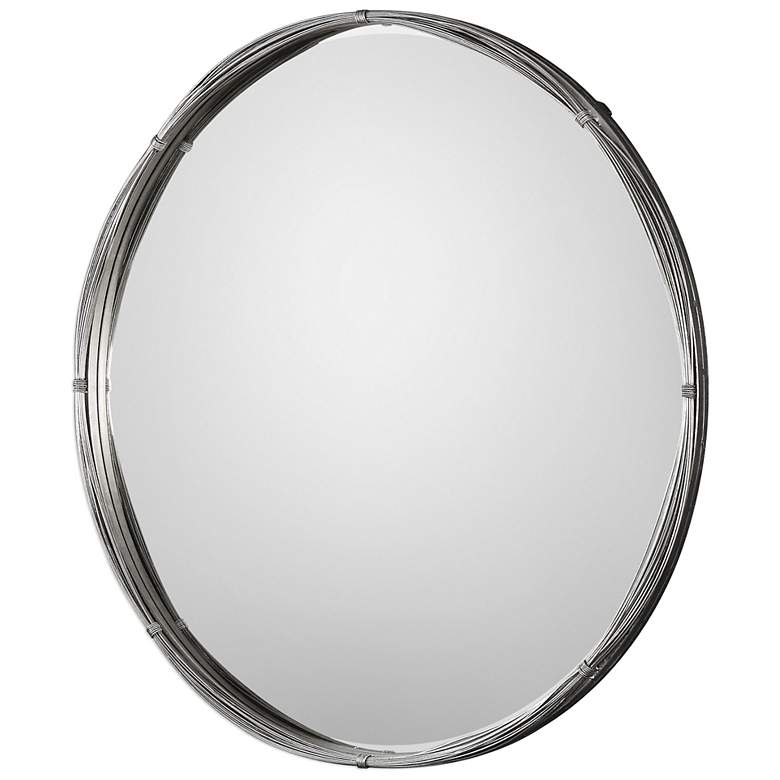 Image 2 Uttermost Ohmer Antiqued Silver Leaf 40" Round Wall Mirror