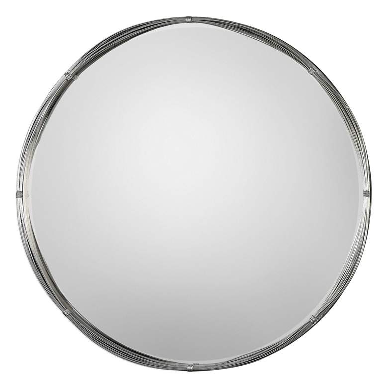 Image 3 Uttermost Ohmer Antiqued Silver Leaf 40" Round Wall Mirror more views