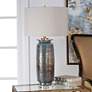 1_Uttermost Olesya 30 1/4" Ocean Blue and Bronze Glass Vase Table Lamp