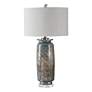 3_Uttermost Olesya 30 1/4" Ocean Blue and Bronze Glass Vase Table Lamp more views