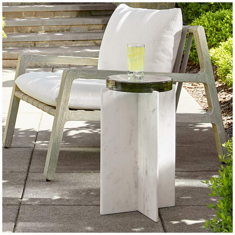 Image 1 Uttermost Olina 22" H x 14" W White Marble Indoor-Outdoor Accent Table