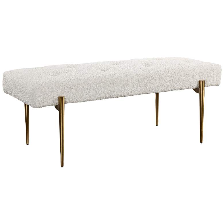 Image 2 Uttermost Olivier 49 1/2 inch Wide White Button-Tufted Modern Accent Bench