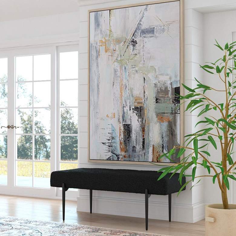 Image 4 Uttermost Olivier 49 1/2"W Black Faux Shearling Tufted Bench more views