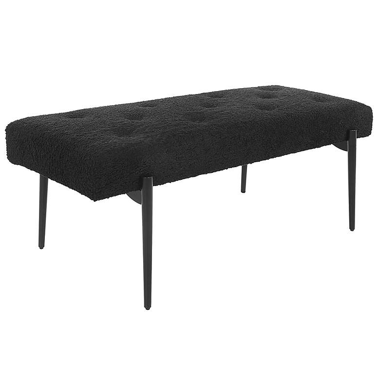 Image 5 Uttermost Olivier 49 1/2 inchW Black Faux Shearling Tufted Bench more views