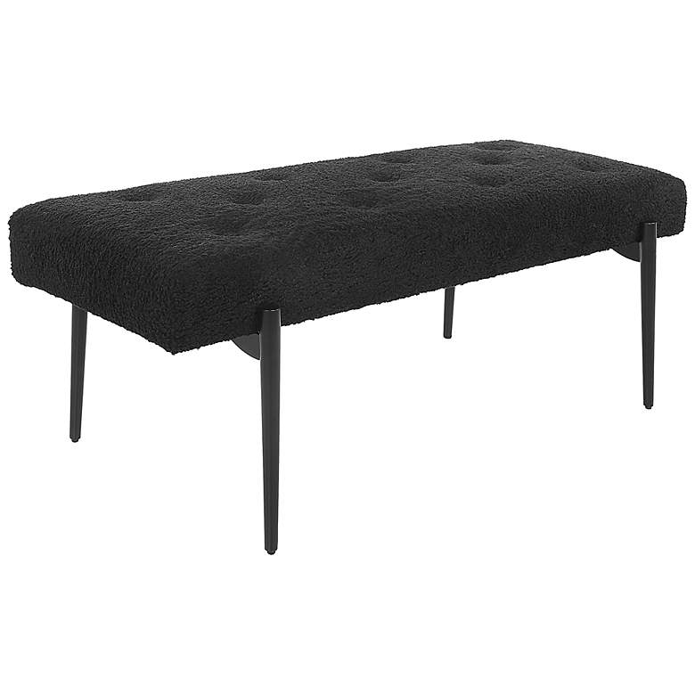 Image 7 Uttermost Olivier 49 1/2"W Black Faux Shearling Tufted Bench more views