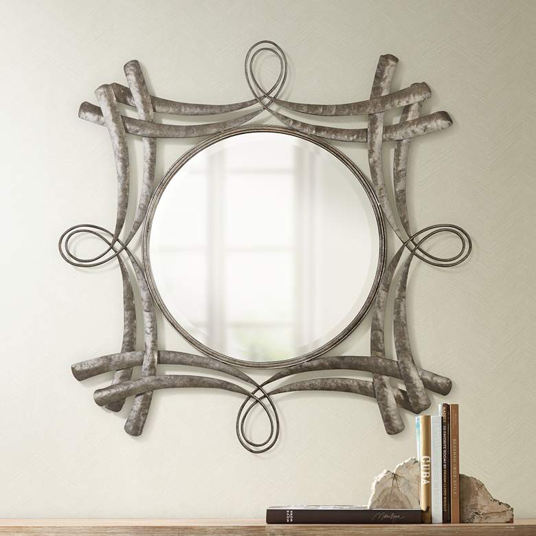 Image 1 Uttermost Olivieri Aged Bronze 43 1/2 inch Square Wall Mirror