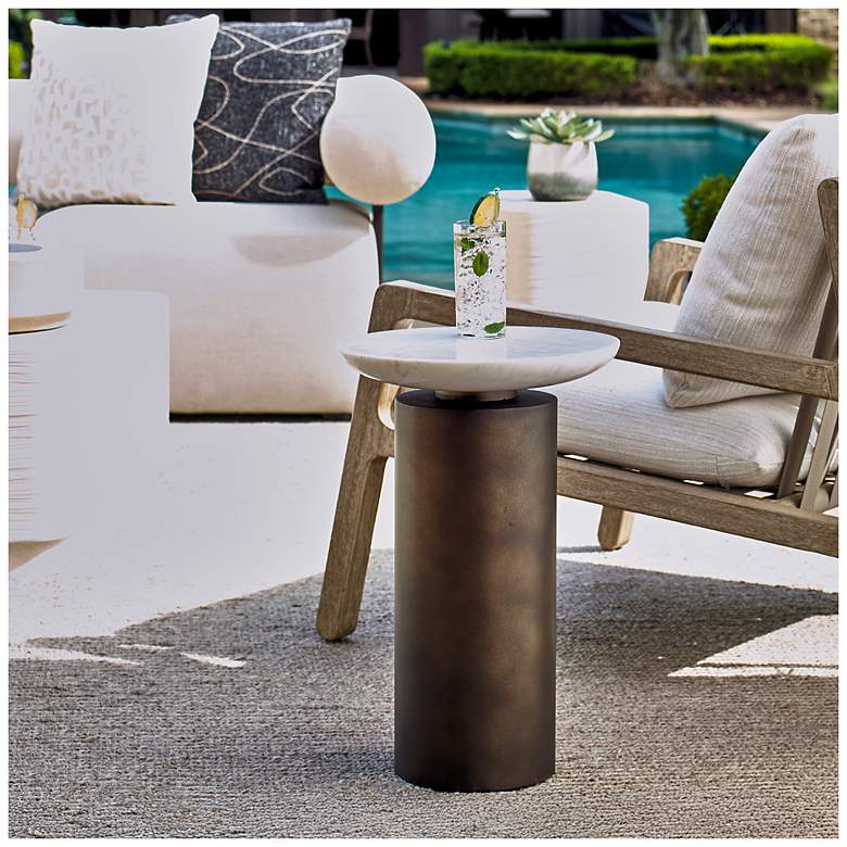 Image 3 Uttermost Olso 21" H x 14" W Bronze Outdoor Accent Table more views