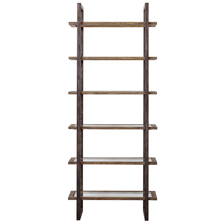 Image 2 Uttermost Olwyn 90" High Metal and Wood Modern Etagere Shelf