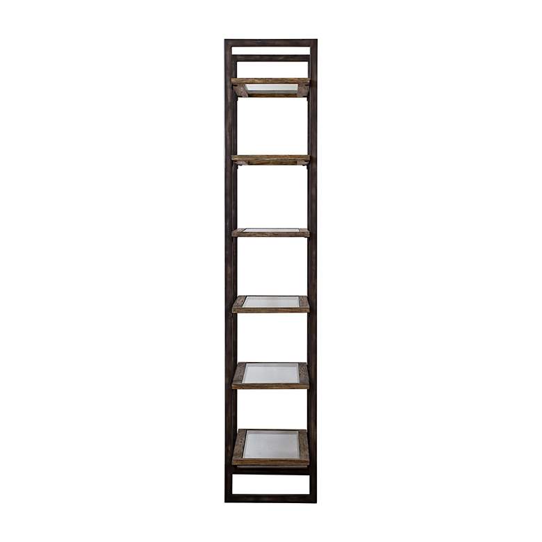 Image 4 Uttermost Olwyn 90" High Metal and Wood Modern Etagere Shelf more views
