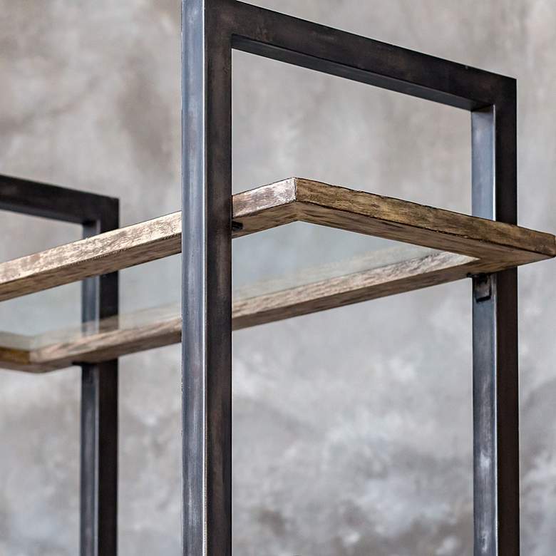 Image 6 Uttermost Olwyn 90" High Metal and Wood Modern Etagere Shelf more views