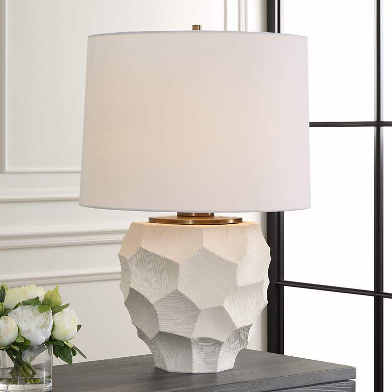 Image 1 Uttermost On Edge 28" High Modern Chalk White Glaze Ceramic Table Lamp
