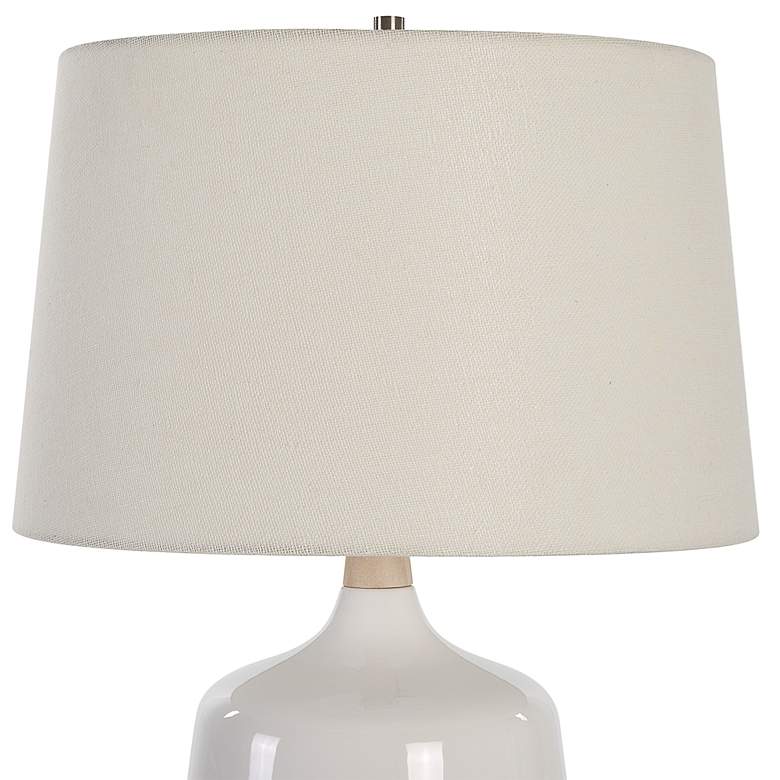 Image 5 Uttermost Opal 24 1/2 inch White Ceramic with Natural Wood Table Lamp more views