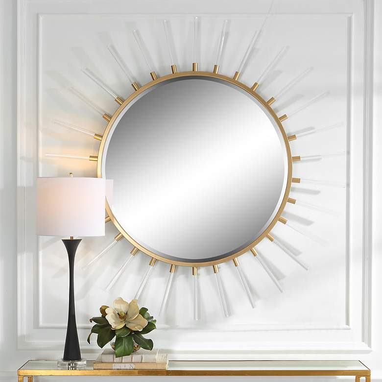 Image 1 Uttermost Oracle Gold Leaf 55" Sunburst Wall Mirror