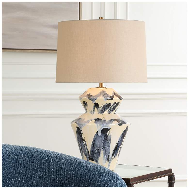 Image 1 Uttermost Oranda 28 1/2" Blue and Cream Ceramic Table Lamp