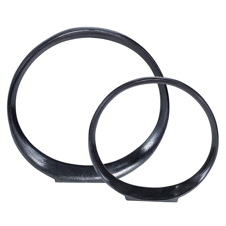 Image 2 Uttermost Orbits Black Nickel Ring Sculptures Set of 2