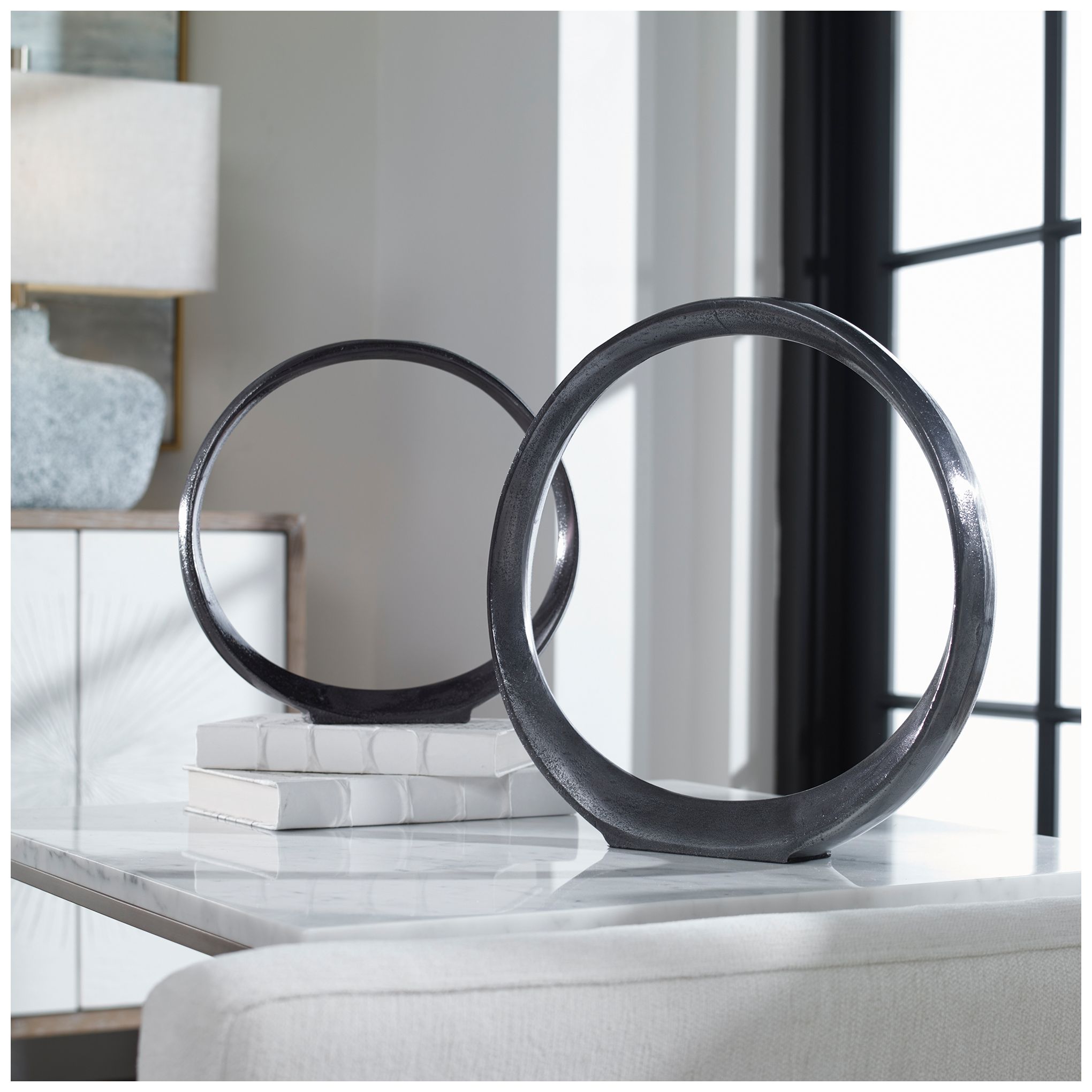 Image 7 Uttermost Orbits Black Nickel Ring Sculptures Set of 2 more views