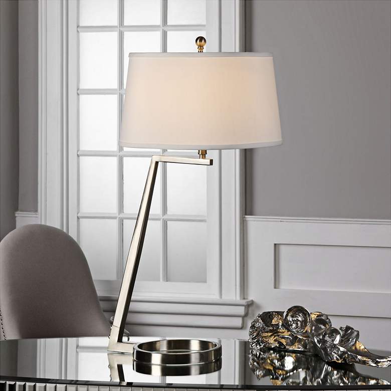 Image 1 Uttermost Ordino Brushed Nickel Open-Ring Table Lamp