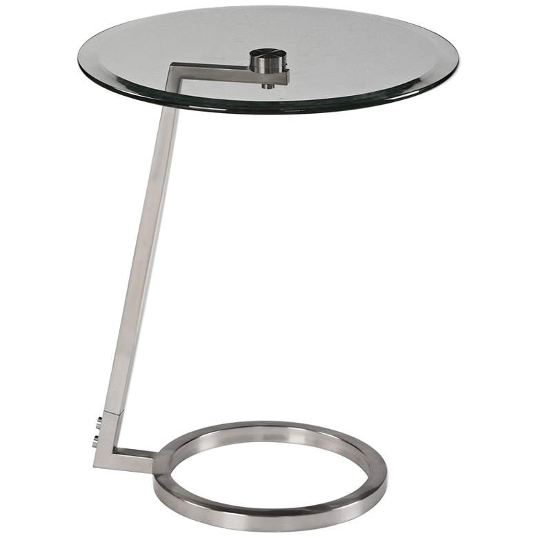 Image 1 Uttermost Ordino Glass Top Brushed Nickel Accent Table