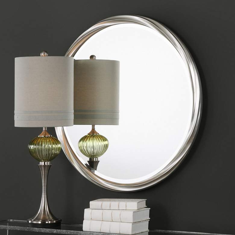 Image 1 Uttermost Orion Metallic Silver Leaf 36 inch Round Wall Mirror