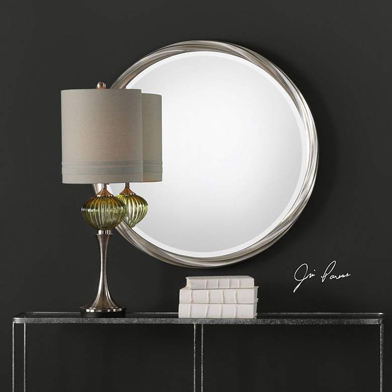Image 5 Uttermost Orion Metallic Silver Leaf 36" Round Wall Mirror more views
