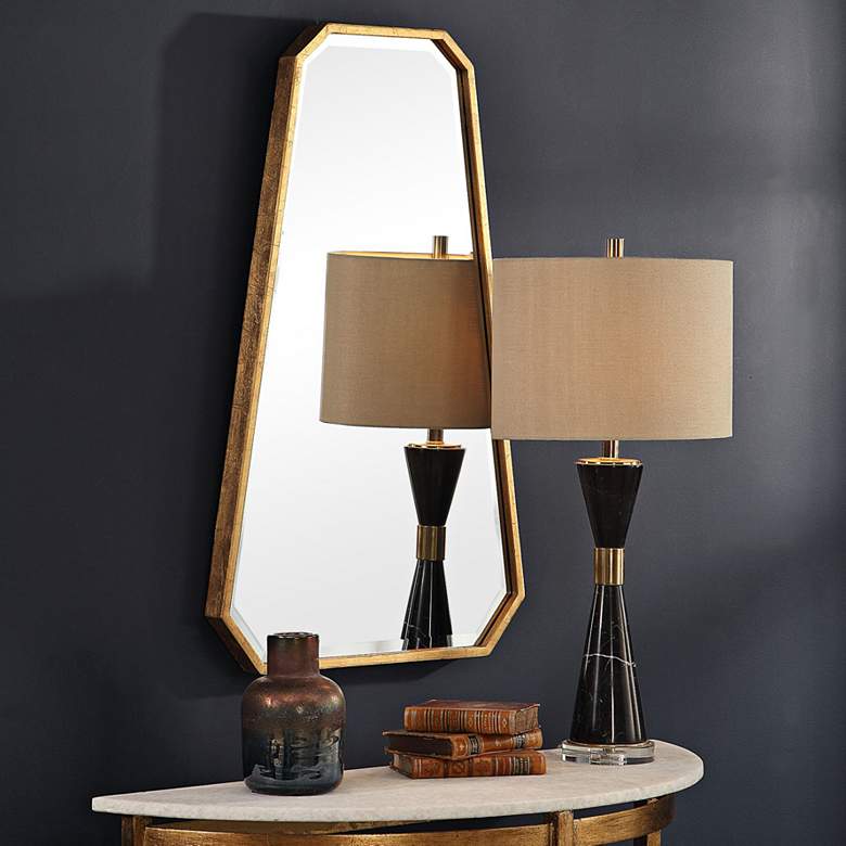 Image 1 Uttermost Ottone Gold Leaf 22 inch x 36 inch Octagon Wall Mirror