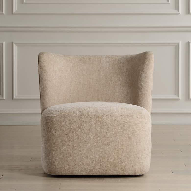 Image 3 Uttermost Outlook Textured Sand Polyester Swivel Chair more views