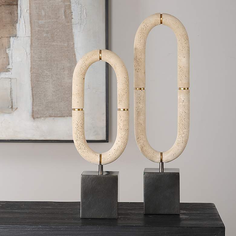 Image 1 Uttermost Oval Fusion Ivory Stone Sculptures Set of 2
