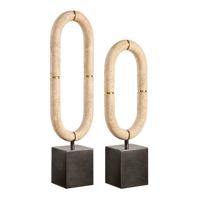 Image 3 Uttermost Oval Fusion Ivory Stone Sculptures Set of 2 more views
