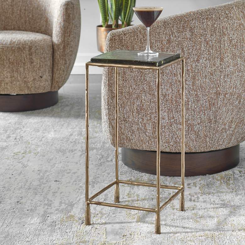 Image 1 Uttermost Ovard 24" High Metal Accent Table with Glass Top