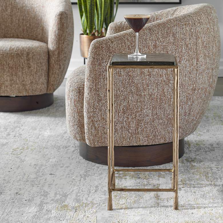 Image 3 Uttermost Ovard 24" High Metal Accent Table with Glass Top more views
