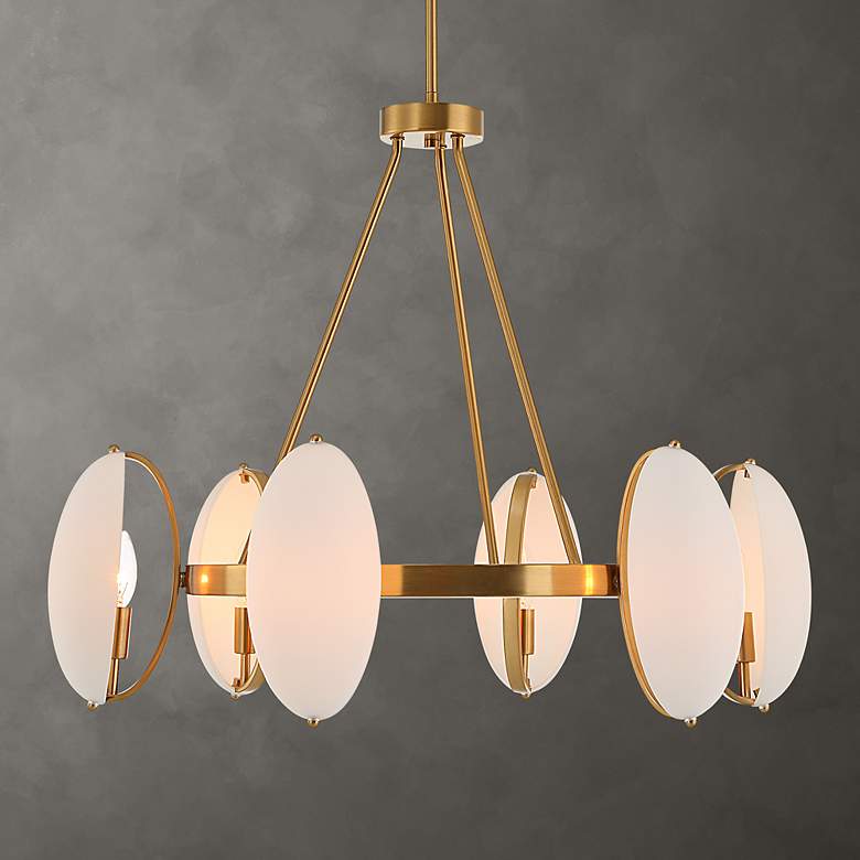 Image 1 Uttermost Oviform 30.25" Wide Brass 6 Lt Chandelier
