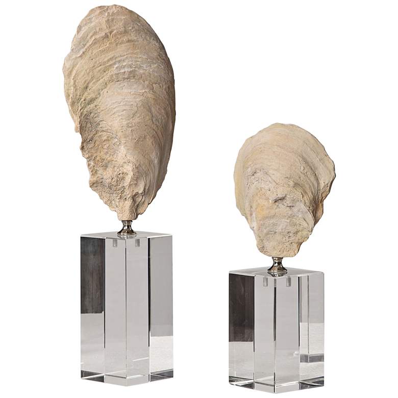 Image 3 Uttermost Oyster Shell Aged Ivory Sculptures Set of 2 more views