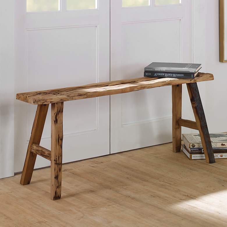 Image 1 Uttermost Paddock 20" Reclaimed Pine Wood Rectangular Bench