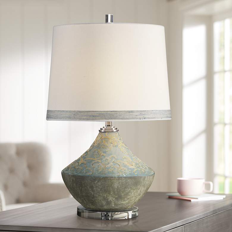 Image 1 Uttermost Padova Aged Light Blue Glaze Ceramic Table Lamp