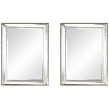 Uttermost Palais Silver 30" x 40" Beaded Wall Mirrors Set of 2