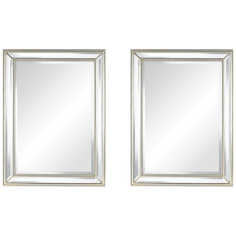 Image 2 Uttermost Palais Silver 30" x 40" Beaded Wall Mirrors Set of 2