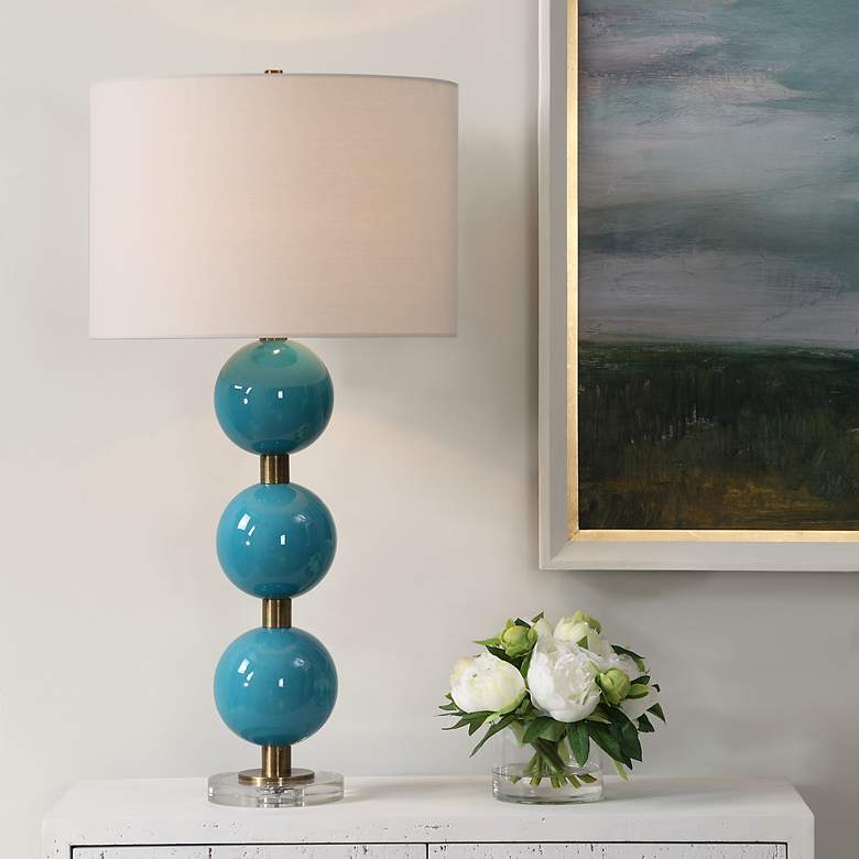 Image 1 Uttermost Palawan 31 1/4" High Turquoise Blue Glaze Ceramic Table Lamp