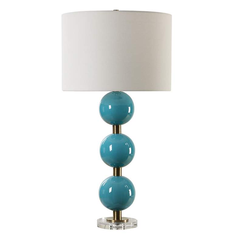 Image 4 Uttermost Palawan 31 1/4" High Turquoise Blue Glaze Ceramic Table Lamp more views