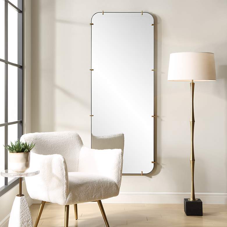 Image 1 Uttermost Pali Black 29 1/2" x 73 1/2" Dressing Wall Mirror