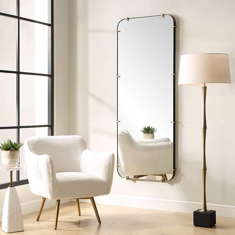 Image 3 Uttermost Pali Black 29 1/2" x 73 1/2" Dressing Wall Mirror more views
