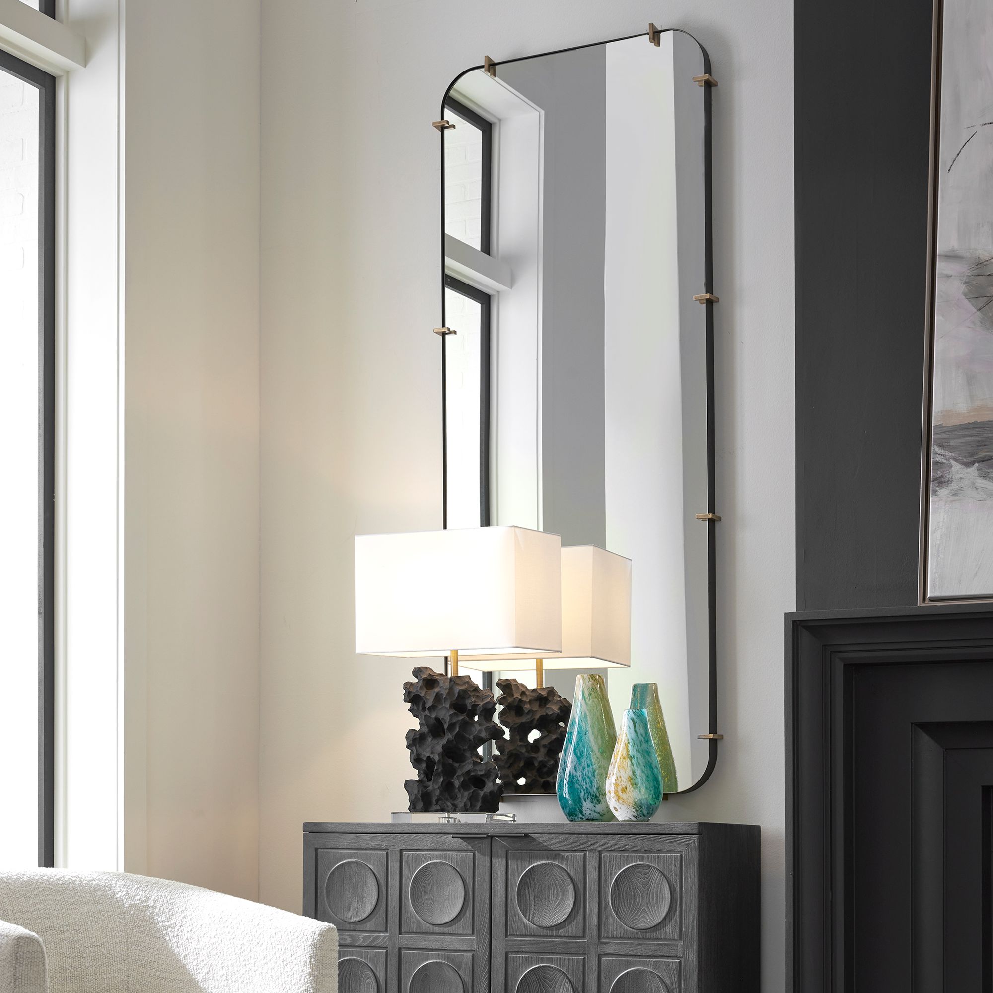 Image 7 Uttermost Pali Black 29 1/2" x 73 1/2" Dressing Wall Mirror more views