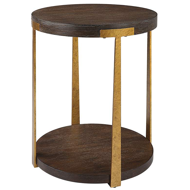Image 3 Uttermost Palisade 19" Wide Coffee Wood Round Side Table more views
