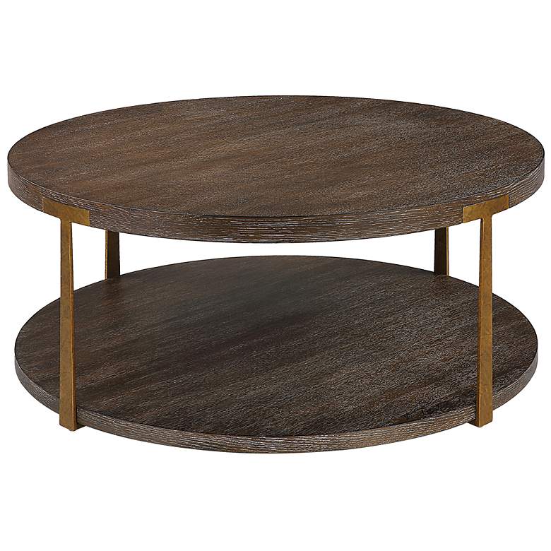 Image 2 Uttermost Palisade 40" Wide Coffee Wood Round Coffee Table