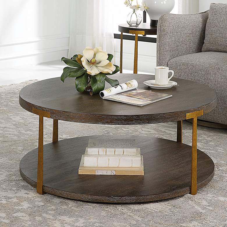 Image 1 Uttermost Palisade 40" Wide Coffee Wood Round Coffee Table