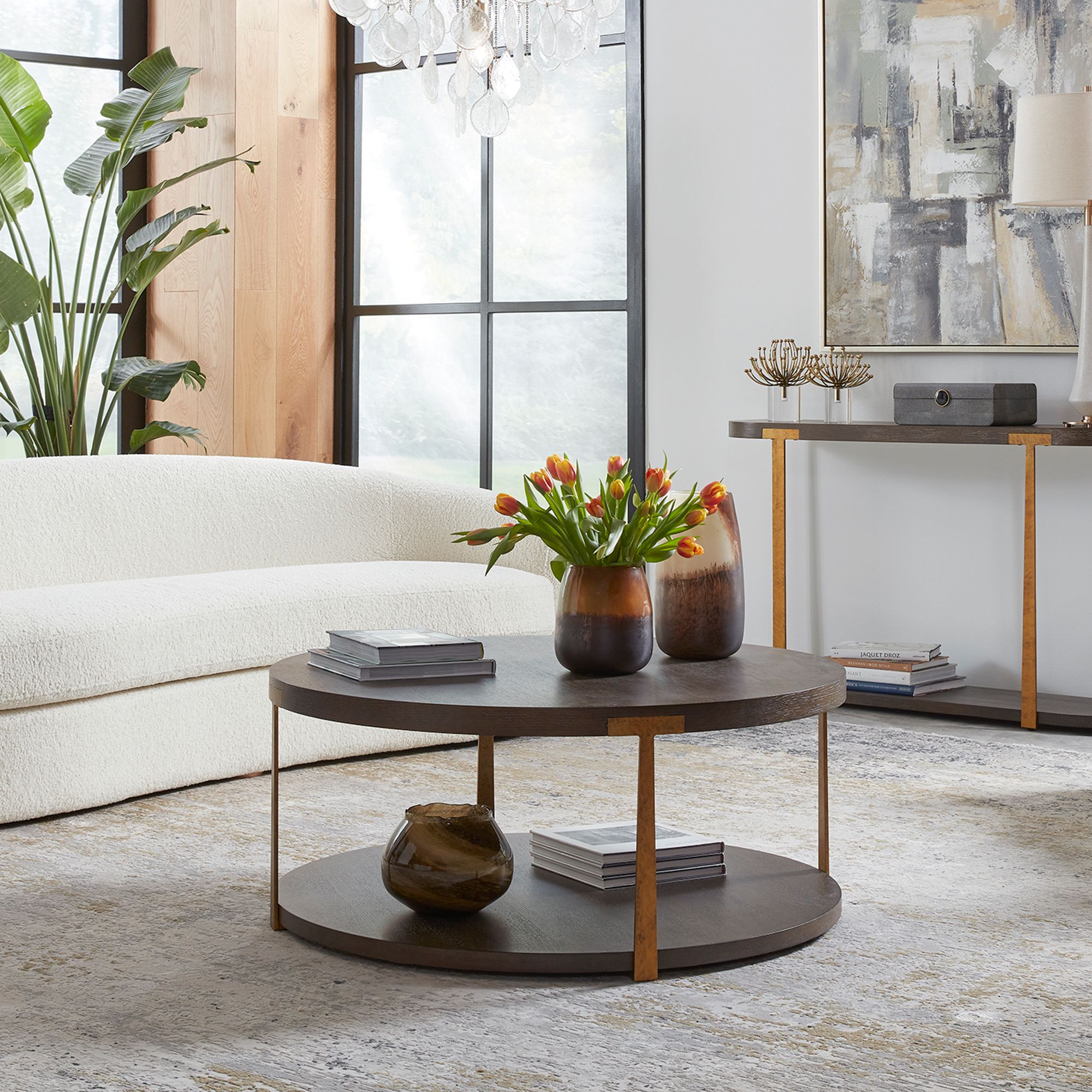 Image 3 Uttermost Palisade 40" Wide Coffee Wood Round Coffee Table more views