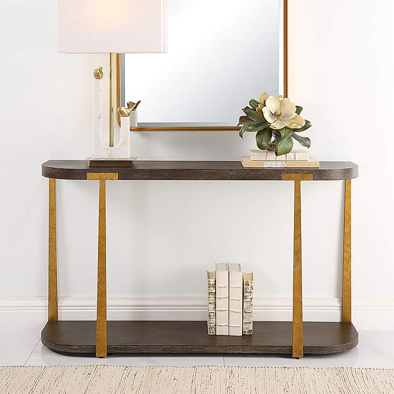 Image 3 Uttermost Palisade 54" Wide Coffee Wood Console Table more views