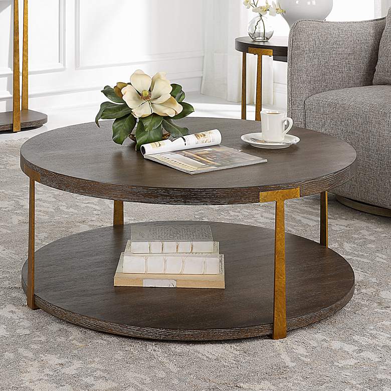 Image 1 Uttermost Palisade Round Wood Coffee Table