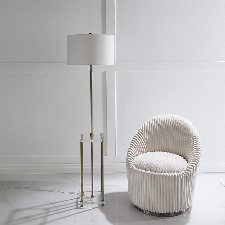 Image 1 Uttermost Palladian 66 1/2" Antique Brass Floor Lamp with Tray Table